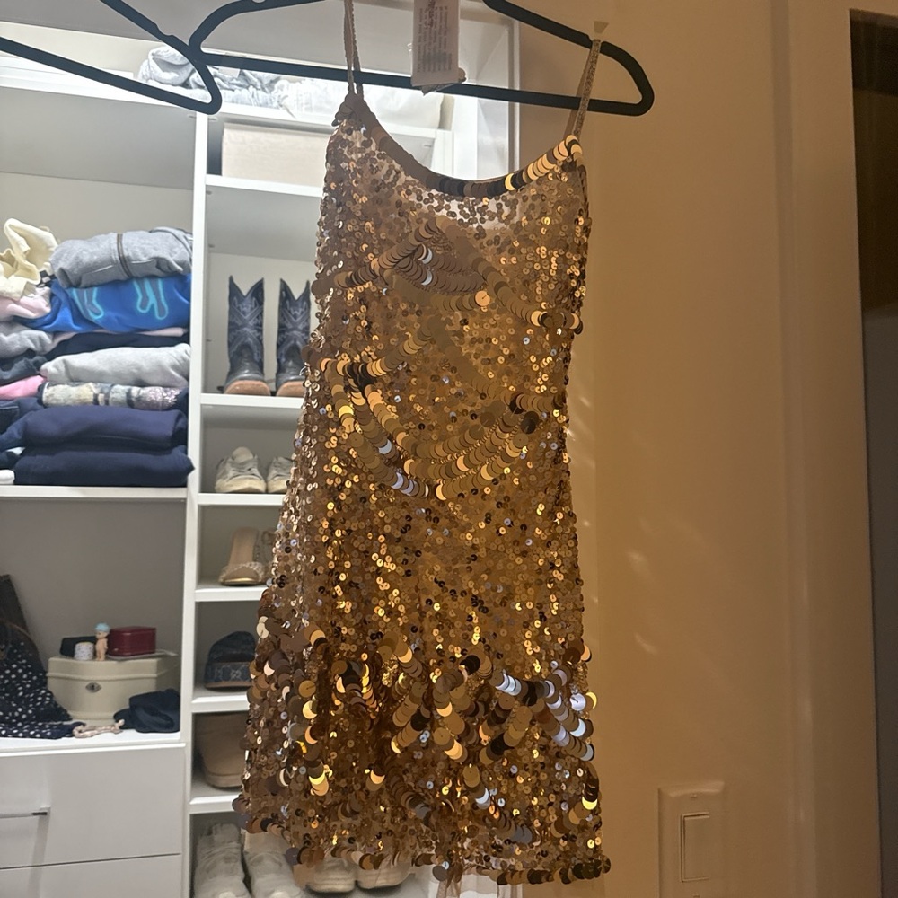 LoveShackFancy sequin gold dress - Picture 2 of 4
